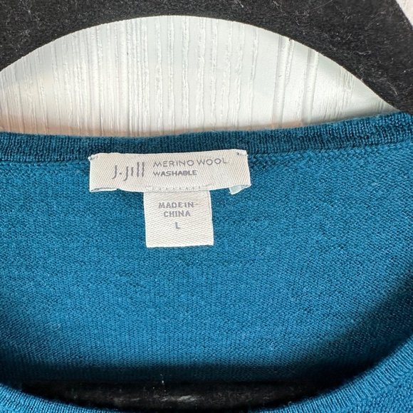 J jill Sweater Long sleeve teal 100% Merino Wool Size Large - Picture 2 of 3